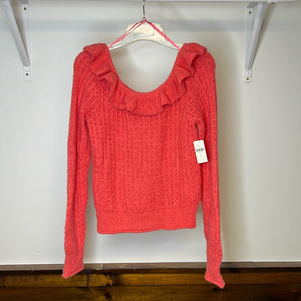 NWT By Anthropologie Rose Knit Ruffle Sweater- S
